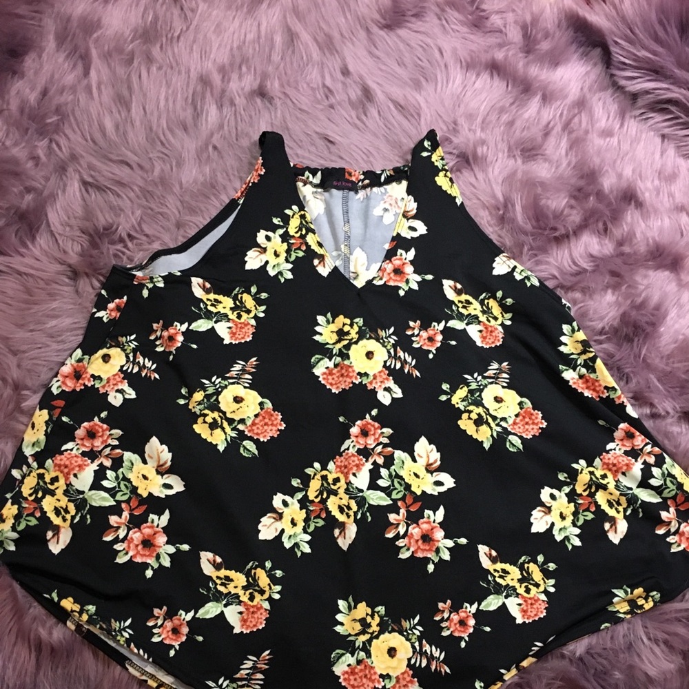 Black, floral, flowy boho tank top